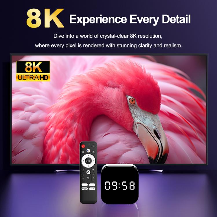 H96Max 8K UHD Android 14 Smart TV Box with Remote Control, Allwinner H728 Octa-Core, 2GB+16GB, 4GB+32GB, 4GB+128GB