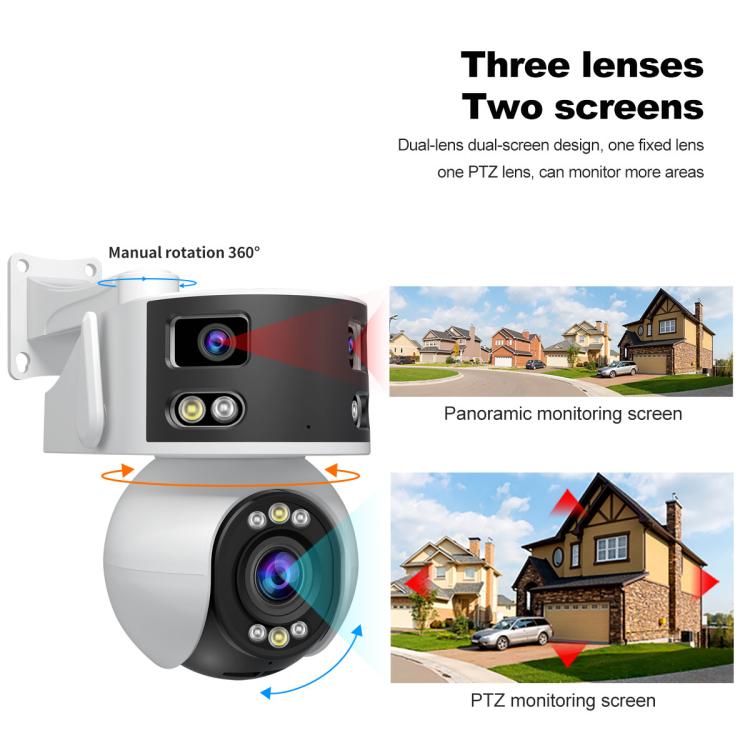 SriHome SH055B 8MP HD Multi-lens Super Wide Angle Panoramic PTZ Dome Camera, SH055B