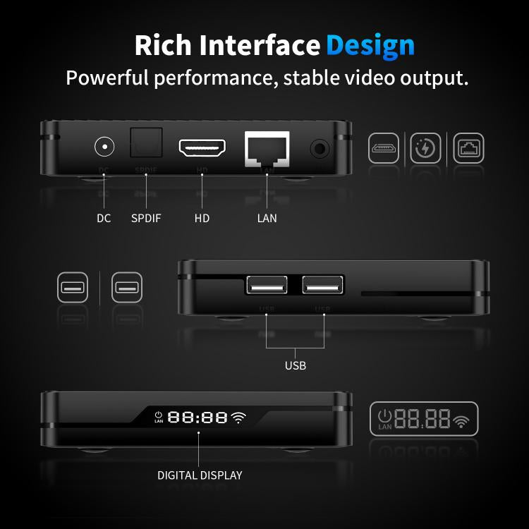 X88 Pro X5M Android 14.0 Smart TV Box, S905X5M 2.0GHz 64-bit Quad-core Cortex-A55