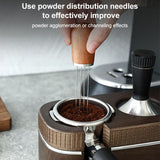 Solid Wood Stand Stainless Steel Coffee Loose Powder Needle