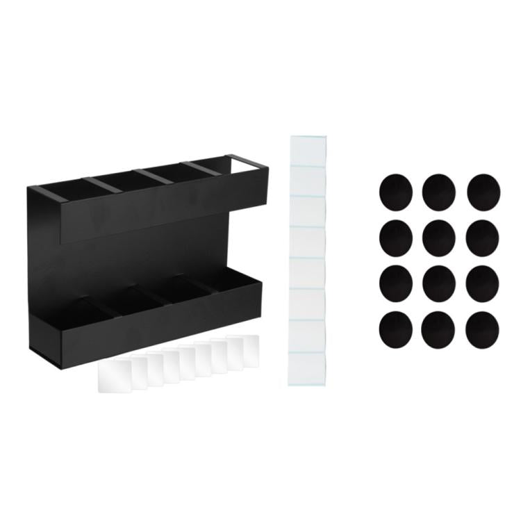 Four-grid Straw Cutlery Metal Storage Rack Kitchen Organizer with 12pcs Soft Magnetic Sheet, with 12pcs Soft Magnetic Sheet