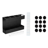 Four-grid Straw Cutlery Metal Storage Rack Kitchen Organizer with 12pcs Soft Magnetic Sheet, with 12pcs Soft Magnetic Sheet