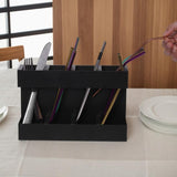 Four-grid Straw Cutlery Metal Storage Rack Kitchen Organizer with 12pcs Soft Magnetic Sheet, with 12pcs Soft Magnetic Sheet