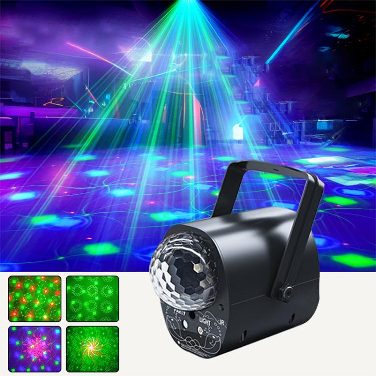 3-in-1 RGB Laser Light LED Stage Voice Control Magic Ball Lamp, No Remote Control, With Remote Control