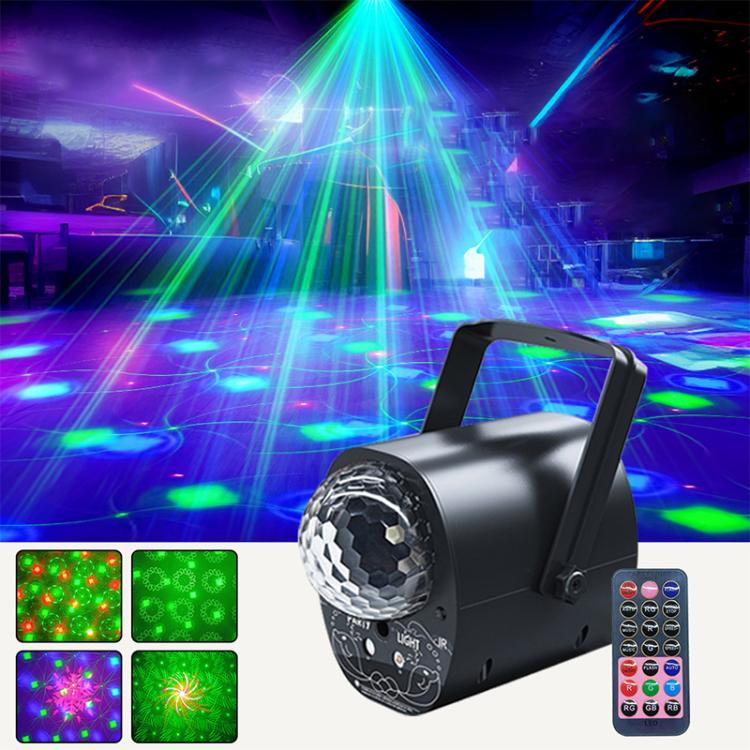 3-in-1 RGB Laser Light LED Stage Voice Control Magic Ball Lamp, No Remote Control, With Remote Control