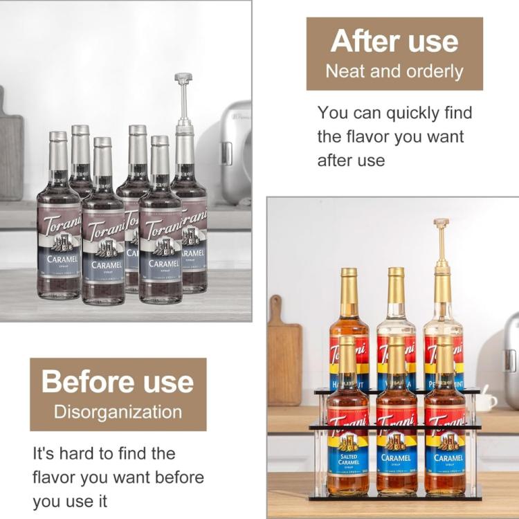 YX164 Acrylic 2 Tier Coffee Syrups Bottle Rack Organizer, YX164