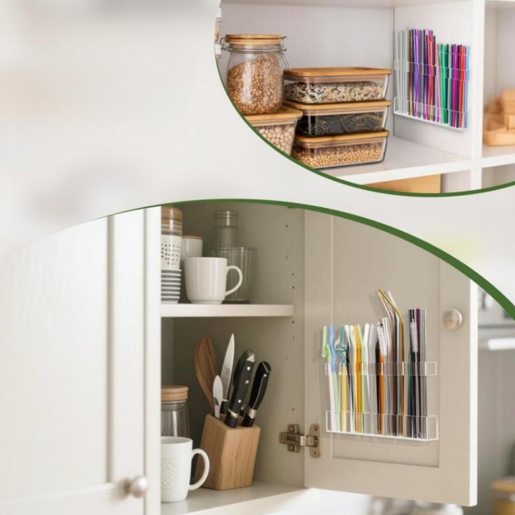 YX166 Acrylic Straw Wall Mount Bracket, with Double Sided Adhesion Stickers, YX166