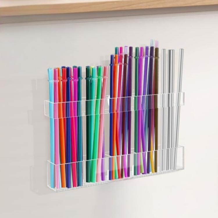 YX166 Acrylic Straw Wall Mount Bracket, with Double Sided Adhesion Stickers, YX166