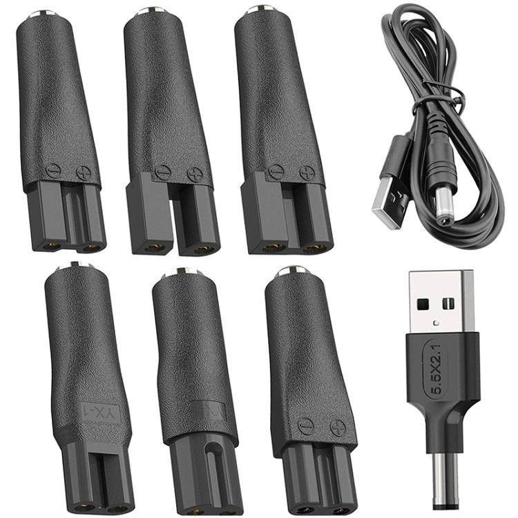 DC 5.5 x 2.1mm Female to Shaver Interface Charging Adapter Converter, 7pcs / Set, 8pcs / Set