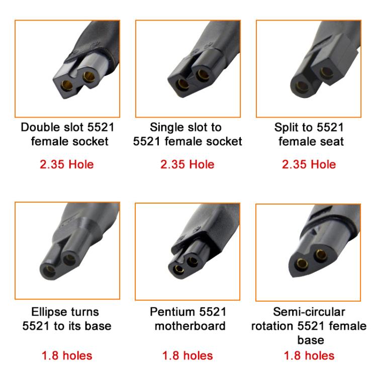 DC 5.5 x 2.1mm Female to Shaver Interface Charging Adapter Converter, 7pcs / Set, 8pcs / Set