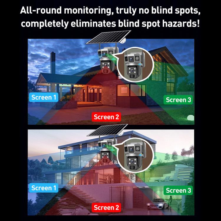 VTS02 4MP Multi-lens Panoramic Solar Surveillance PTZ Dome Camera, Southeast Asia WiFi, Southeast Asia 4G, Southeast Asia 4G-AOV, European 4G