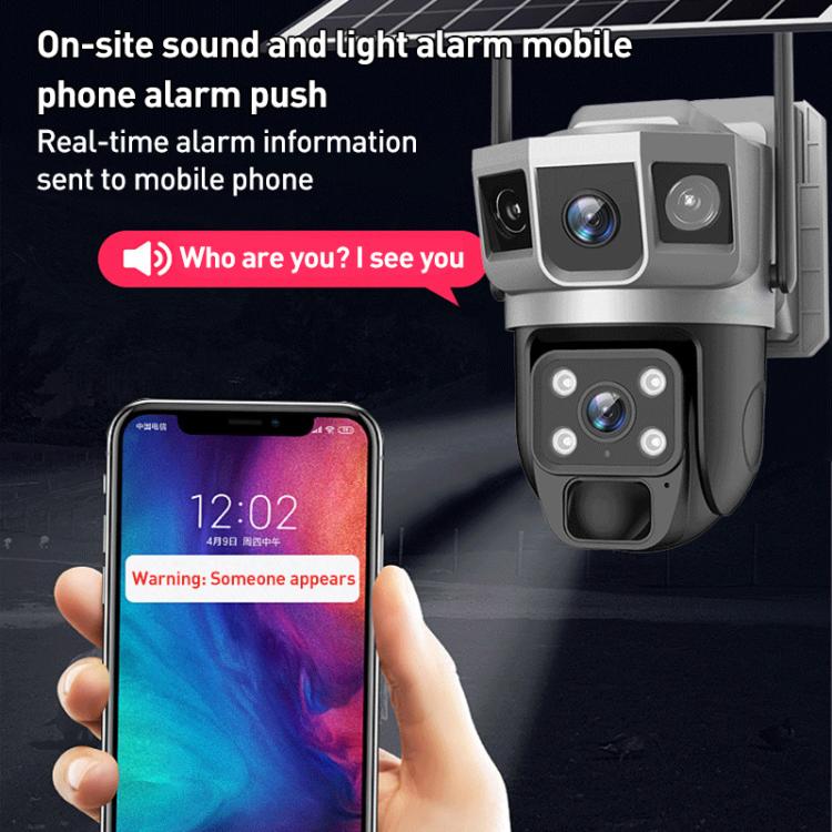 VTS02 4MP Multi-lens Panoramic Solar Surveillance PTZ Dome Camera, Southeast Asia WiFi, Southeast Asia 4G, Southeast Asia 4G-AOV, European 4G