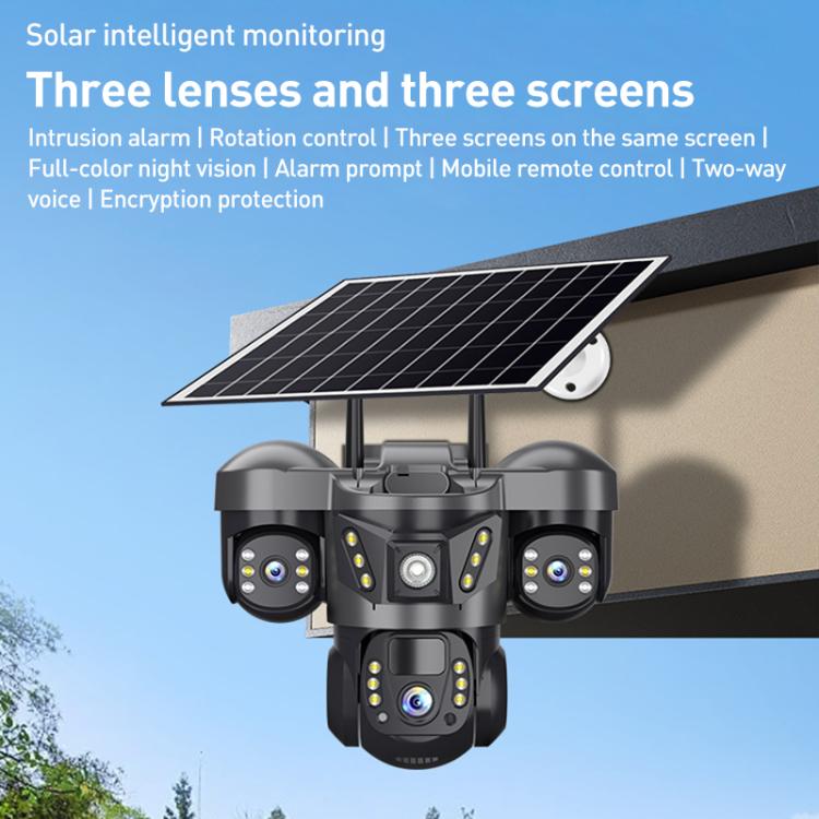 VTS29 6MP Multi-lens Panoramic Solar Surveillance PTZ Dome Camera, Southeast Asia WiFi, Southeast Asia 4G, European 4G