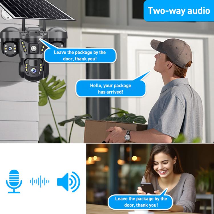 VTS29 6MP Multi-lens Panoramic Solar Surveillance PTZ Dome Camera, Southeast Asia WiFi, Southeast Asia 4G, European 4G