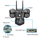 VTS29 6MP Multi-lens Panoramic Solar Surveillance PTZ Dome Camera, Southeast Asia WiFi, Southeast Asia 4G, European 4G