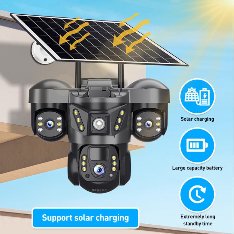 VTS29 6MP Multi-lens Panoramic Solar Surveillance PTZ Dome Camera, Southeast Asia WiFi, Southeast Asia 4G, European 4G