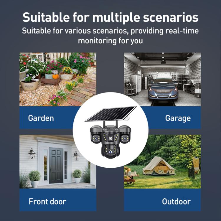 VTS29 6MP Multi-lens Panoramic Solar Surveillance PTZ Dome Camera, Southeast Asia WiFi, Southeast Asia 4G, European 4G