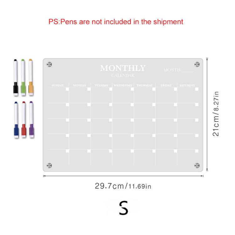 TYU370 Monthly Plan Message Board Acrylic Refrigerator Magnet Note Board, 29.7x21cm, 42x29cm