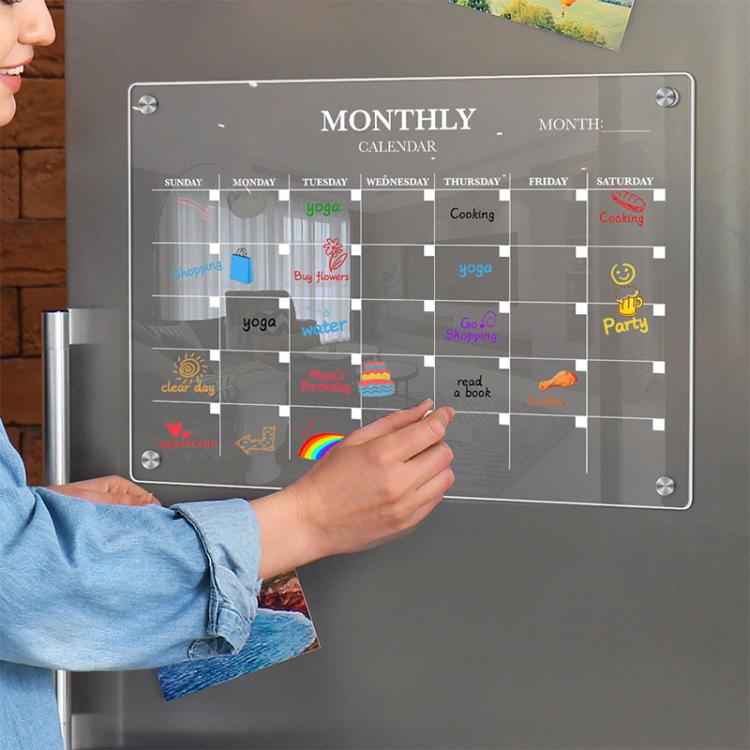 TYU370 Monthly Plan Message Board Acrylic Refrigerator Magnet Note Board, 29.7x21cm, 42x29cm