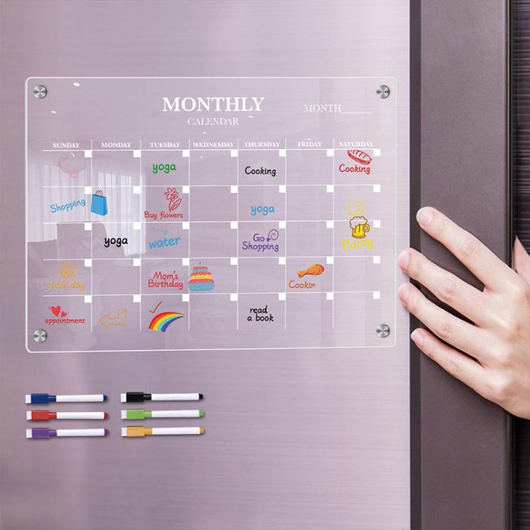 TYU370 Monthly Plan Message Board Acrylic Refrigerator Magnet Note Board, 29.7x21cm, 42x29cm