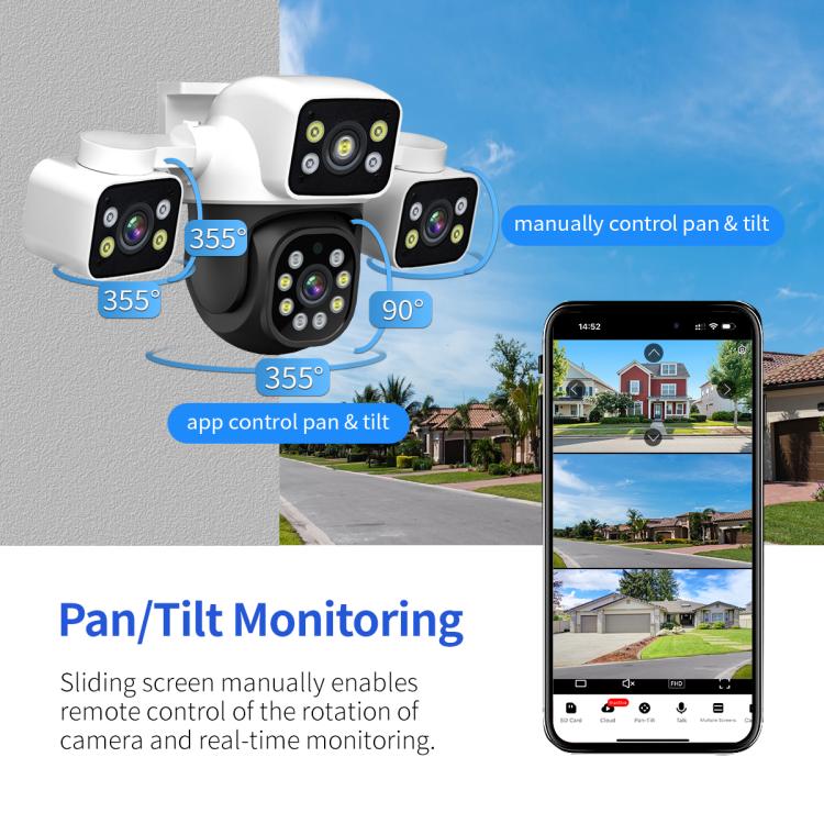 ESCAM PT223 3x4MP HD Motion Detection WiFi Three-screen PTZ IP Camera, EU Plug, US Plug, UK Plug, AU Plug