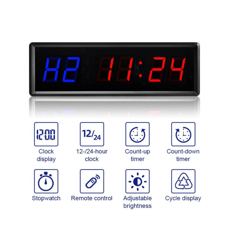 KYX--0015 1.5 inch 6-digit Cycle Interval Fitness Exercise Multi-function Timer, AU Plug, US Plug, EU Plug, UK Plug