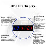 KYX--0015 1.5 inch 6-digit Cycle Interval Fitness Exercise Multi-function Timer, AU Plug, US Plug, EU Plug, UK Plug