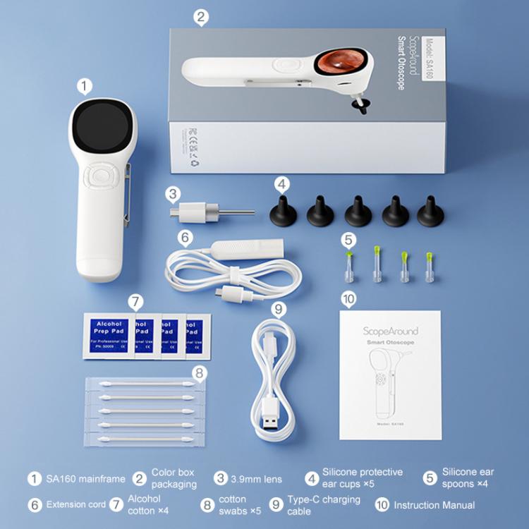 TESLONG SA160 1.45 Inch HD Screen Handheld Smart Visual Otoscope, SA160