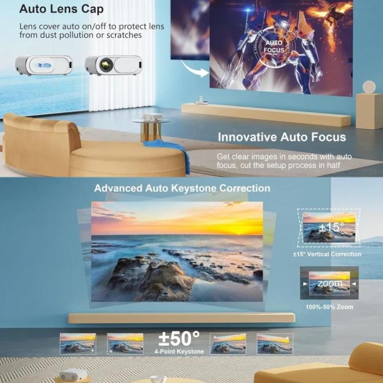 Cheerlux C16A Android Version 1920x1080P 450ANSI Smart Projector, US Plug, UK Plug, AU Plug, EU Plug