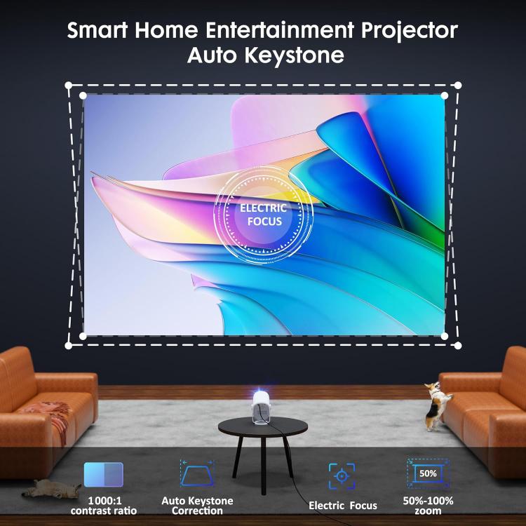 Cheerlux H1 Same Screen Version 1280x720P 180ANSI Smart Projector, with Gimbal, US Plug, UK Plug, AU Plug, EU Plug