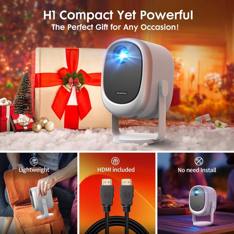 Cheerlux H1 Whale OS Version 1280x720P 180ANSI Smart Projector, with Gimbal, US Plug, UK Plug, AU Plug, EU Plug