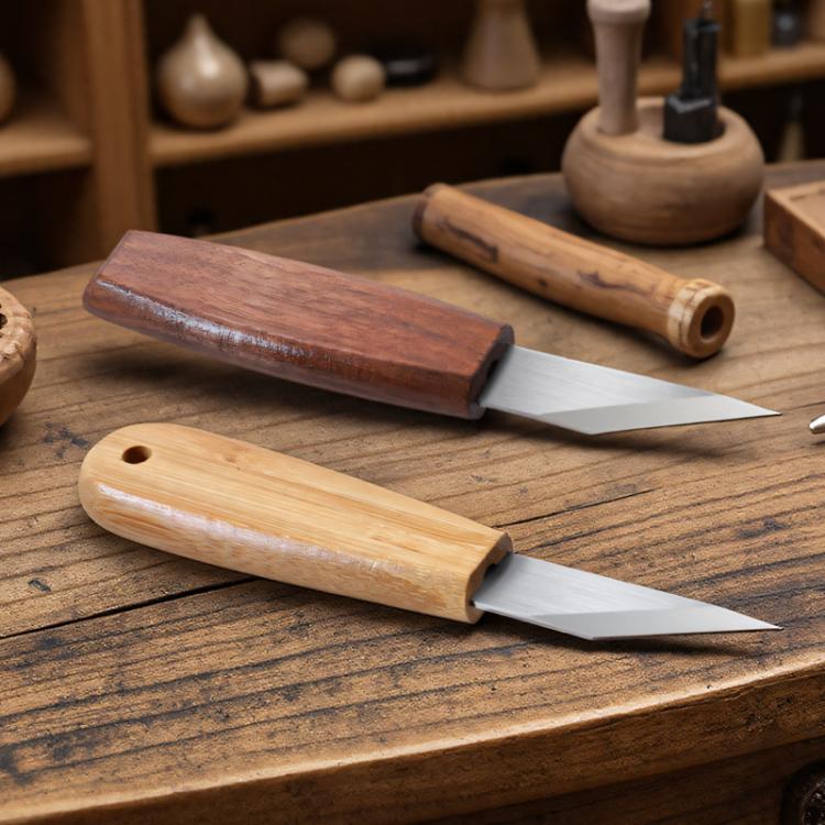 Long Blade Bevel Pointed Hand Carving Knife Utility Knife, Walnut, Bamboo