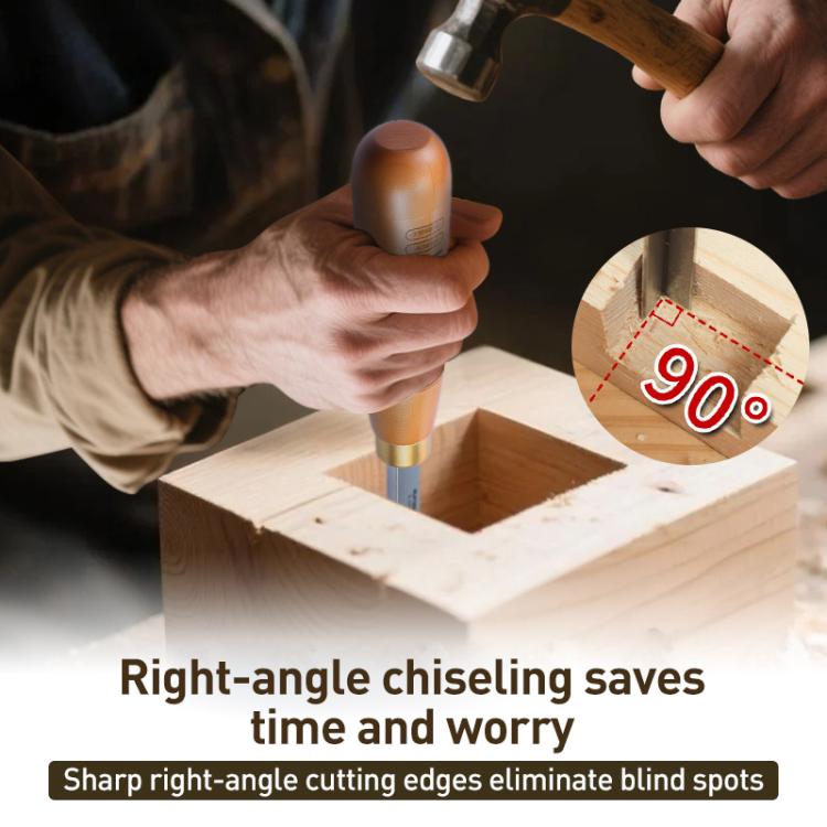 RUITOOL Knockable Through Handle Woodworking Chisel Slotting Chisel Carving Tool, Right Angle Chisel, Right Angle+Flat Chisel