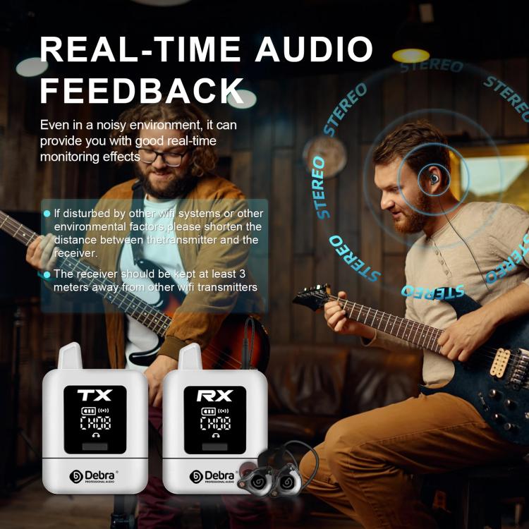 DEBRA ST-mini 2.4G Stereo Wireless Monitor System Transmitter & Receiver, TX & RX