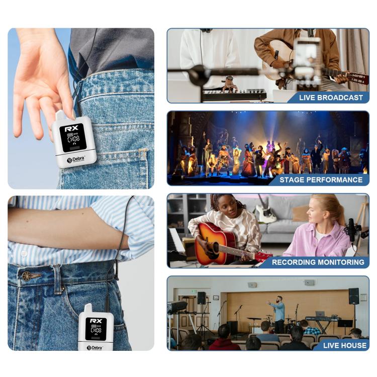 DEBRA ST-mini 2.4G Stereo Wireless Monitor System Transmitter & Receiver, TX & RX