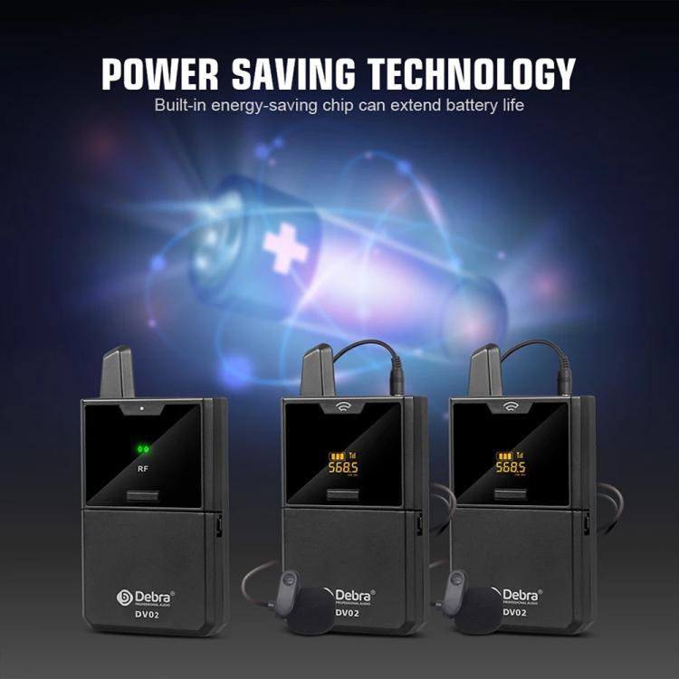 DEBRA DV-02 Wireless Lavalier Microphone TX & 2RX Outdoor Interview Live Broadcast, DV-02