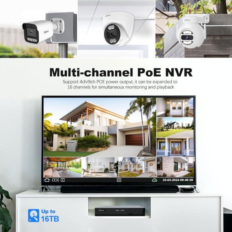 SriHome NVS005-POE065 3MP HD 4-CH POE Camera Network Video Recorder Kit, 3MP 4-CH