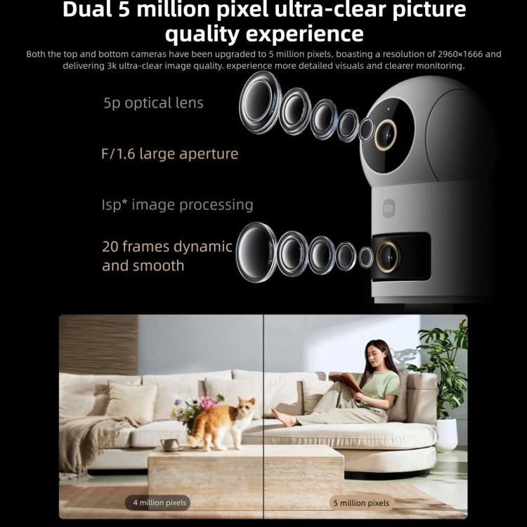 Original Xiaomi Mijia Smart Camera 4 Dual Lens PTZ 360 Degree AI Detection 5MP WiFi 6 Home Security Mi Home APP Camera, Xiaomi Mijia Smart Camera 4 Dual Lens