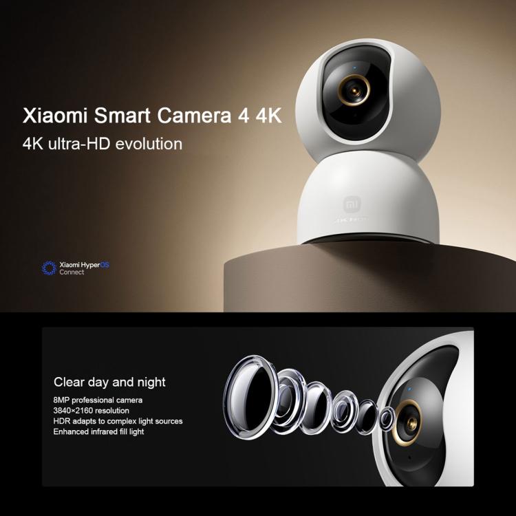 Original Xiaomi Smart Camera 4 4K Dual-band Wi-Fi 6 8MP HDR AI Tracking Night Vision Two-Way Audio Home Security Baby Monitor Pet Camera, Xiaomi Smart Camera 4 4K