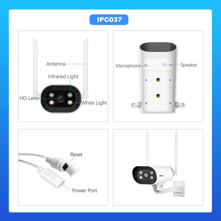 SriHome NVS001-IPC037 2MP HD 4-CH NVR WiFi IP Camera Kit, EU Plug, US Plug, UK Plug, AU Plug