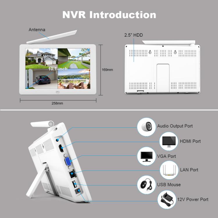 SriHome NVS009-IPC059 5MP 4-CH NVR WiFi IP Camera Kit, EU Plug, US Plug, UK Plug, AU Plug