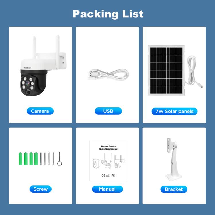 SriHome DH006 4MP 2K Low Power Consumption Wireless Security Camera System with Solar Panel, DH006