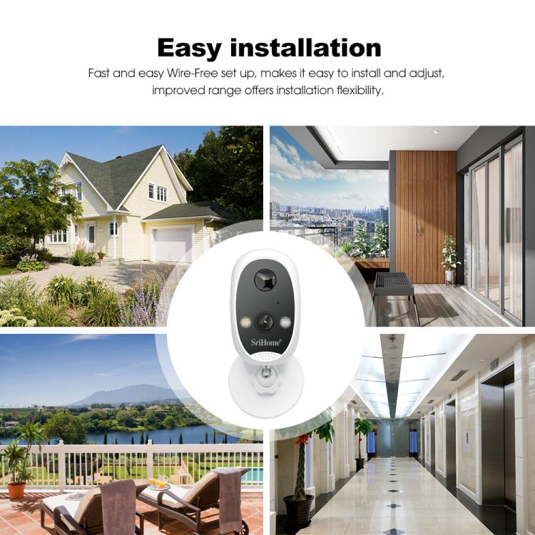 SriHome DH008 4MP 2K Low Power Consumption Wireless Security Camera System, DH008