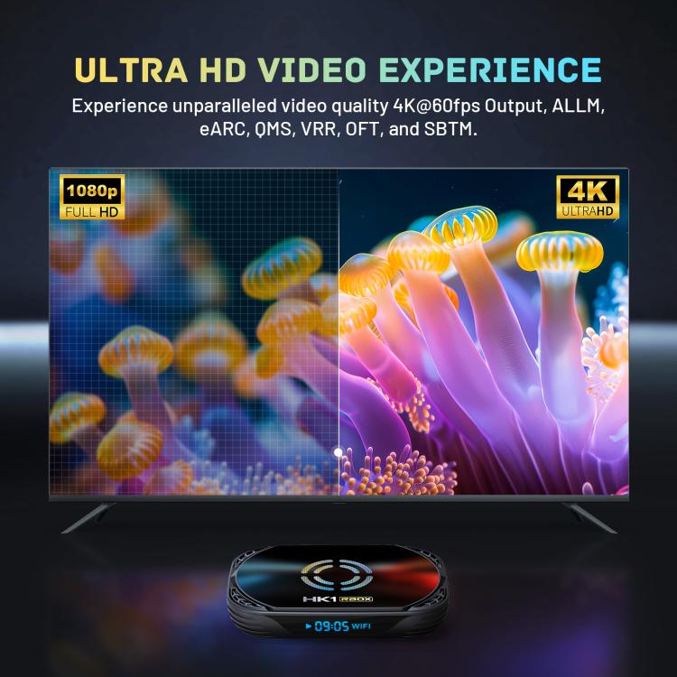 HK1 RBOX X50 Android 14 Smart TV Box with Remote Control, Amlogic S905A Quad-Core, 4GB+32GB, 4GB+64GB, 4GB+128GB