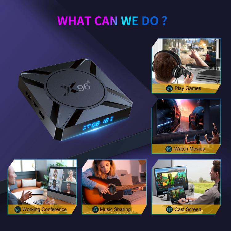 X96 M300 Android 14 Smart TV Box with Remote Control, Amlogic S905X5M Quad-Core, 4GB+32GB