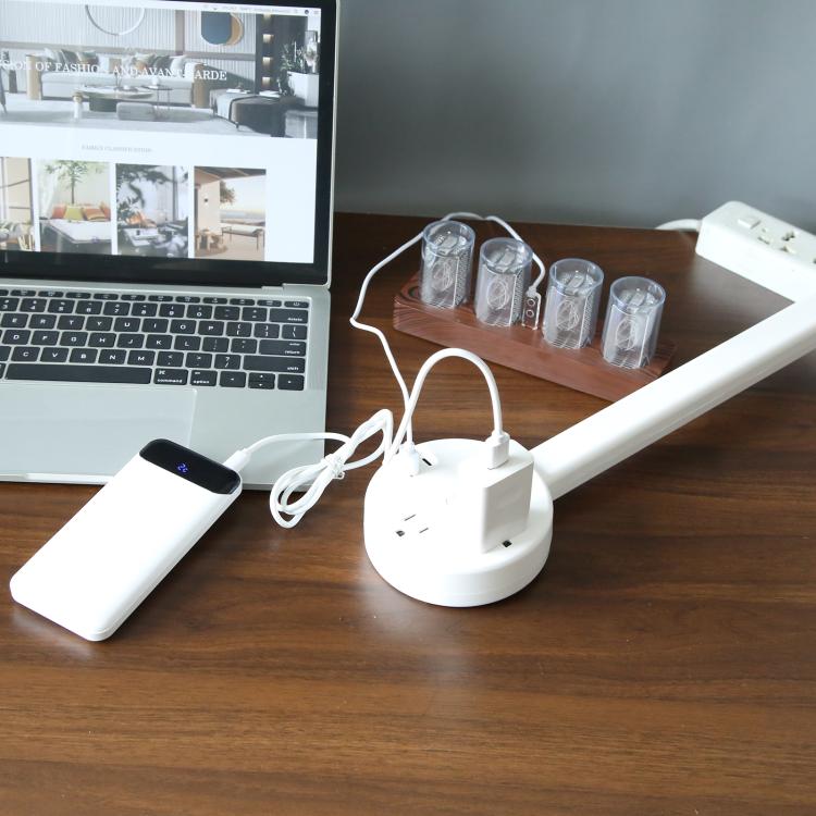 US Plug Round Power Outlet Extender Power Socket Extension Tool with USB / Type-C Fast Charging, 3 AC + USB