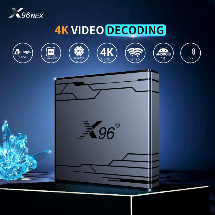 X96 NEX 4K Android 14 Smart TV Box with Remote Control, Amlogic S905Y5 Quad Core, 2GB+16GB, 4GB+32GB