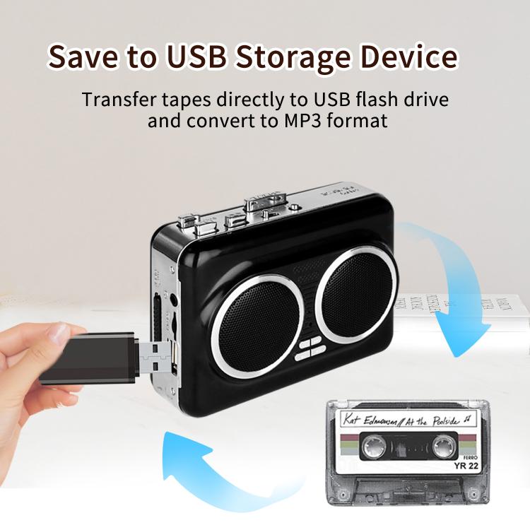 302 Cassette to MP3 Converter Tape Player Portable Dual Speakers