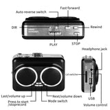 302 Cassette to MP3 Converter Tape Player Portable Dual Speakers