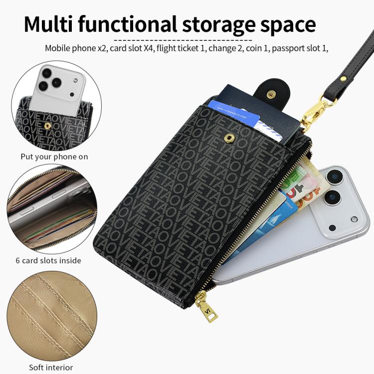 VIETAO VT-ZP-242 Multifunctional Leather Phone Bag with Lanyard